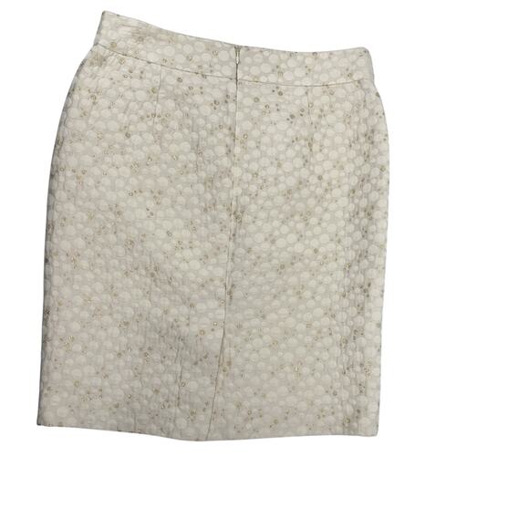 j Crew Gold And Cream Pencil Sheath Skirt Size 10 Circles/bubbles Metallic - Picture 2 of 5